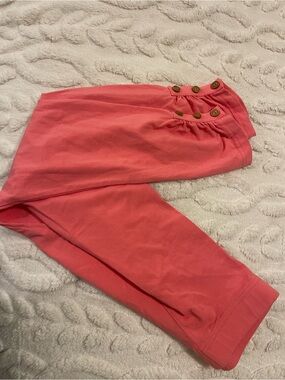 Girls' Coral Button-Detail Cotton Leggings
